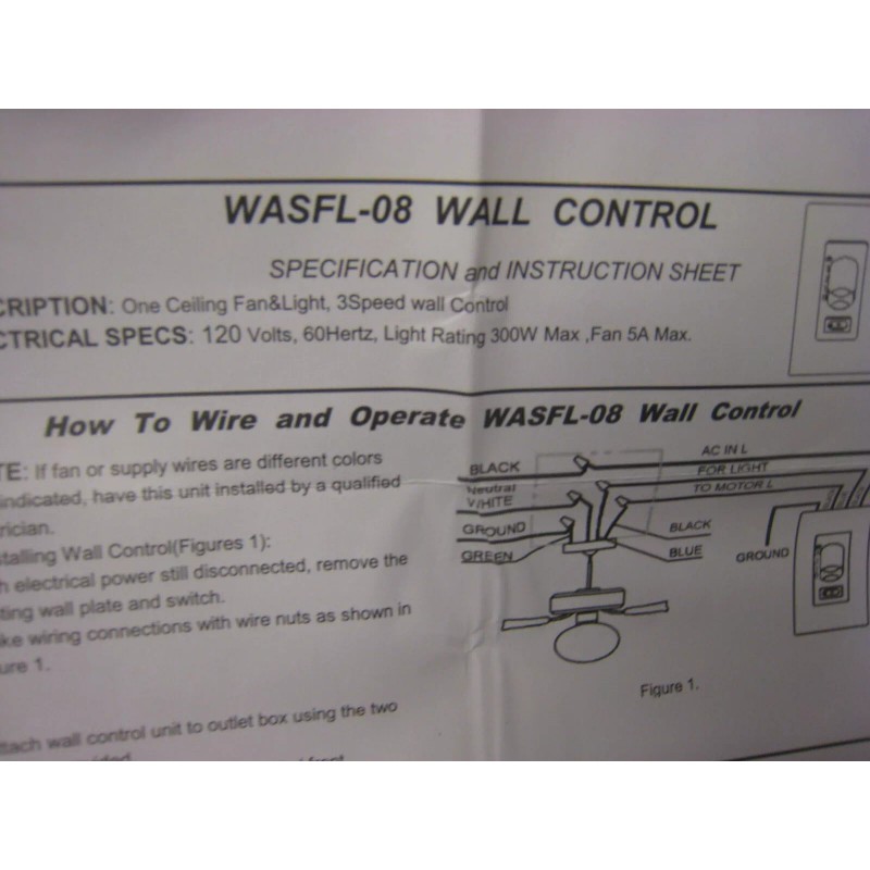 CHUNGEAR INDUSTRIAL CO Ceiling Fan Wall-Mounted Control Model WASFL-08 White