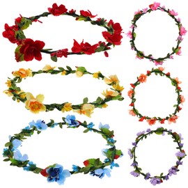 BESTOYARD Bridal Flower Garland Headdress Hair Ornaments Flower Crown Wedding Dance Costume Hair Wreath Head Wreath Bride Kids Photo Shooting Set of 6