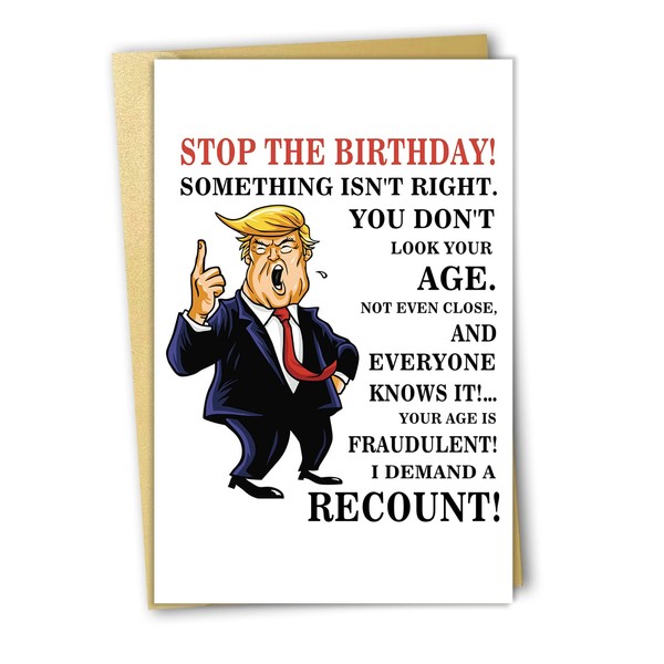 OJsensai Trump Birthday Card for friend, Naughty Birthday Card for Friend, Bday Greeting Cards For Brother Sister, Birthday Gifts For Boyfriend Girlfriend, Surprise With Sturdy Envelope
