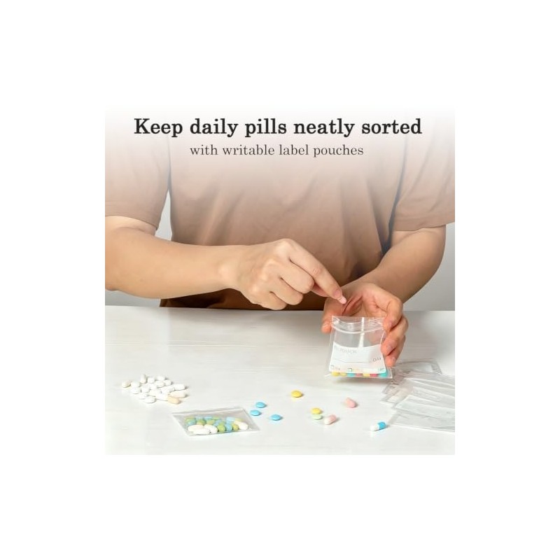 100Pcs Medication Bag, Repeatedly Sealing Pill Pouch, Portable Pill Bags