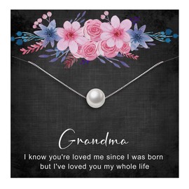ALoveSoul Grandma Gifts Necklace - 925 Sterling Silver Pearl Necklace Birthday Christmas Gift for Women