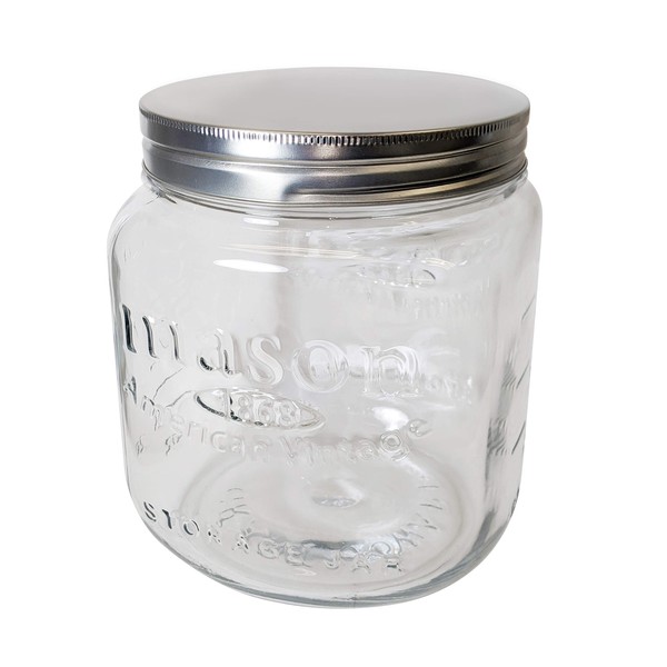 Grant Howard Jumbo Mason Embossed Glass Storage Jar, 92 Ounces, Clear