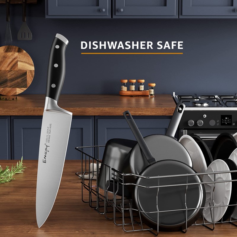 Emojoy Knife Set, 18-Piece Kitchen Knife Set with Block Wooden,