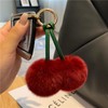 Aimery Cherry Keychain Bag charm Green Leaf Fluffy Fur Ball