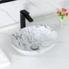 Davivy 16.3"x13.2" Nordic Marbling Oval Vessel Sink with Pop Up