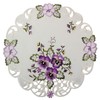 Quinnyshop Purple Pansy Embroidery Tablecloth 40 cm Round Polyester,White