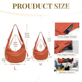 GUSXPPD Women's Half Moon Crossbody Shoulder Bag, Nylon Crossbody Bag, Hobo Halfmoon Bag, Crossbody Bag, Shoulder Bag, Half Moon Dumpling Shoulder Bag with Adjustable Shoulder Strap, Khaki-m