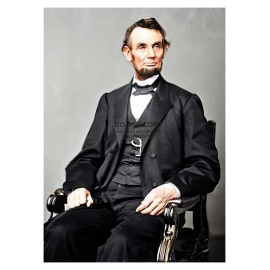 PRESIDENT ABRAHAM LINCOLN BEARDED SITTING COLORIZED 5X7 PHOTO