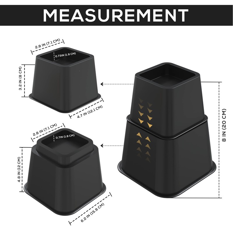 Utopia Bedding Adjustable Bed Furniture Risers - Elevation in Heights