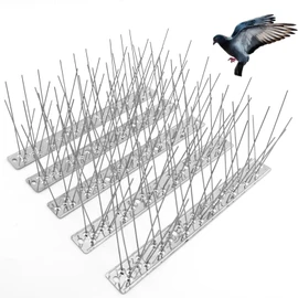 REMIAWY Bird Spikes for Pigeons Small Birds, Bird Deterrent Spikes for Outside to Keep Squirrel Cat Away, Stainless Steel Wire 5 Strips 4 Feet