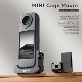 TELESIN Aluminum Alloy Mount L-Bracket for Insta 360 X4, 90° Vertical/Horizontal Bracket Adapter Expandable Cold Shoe Mount with 1/4" Screw Hole, Compatible with AC/ACE Quick-Release