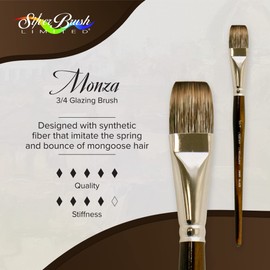 Silver Brush Limited 2608S Monza Glazing Brush, Oil, Acrylic, and Watercolor Brush, Short Handle, Size 3/4"
