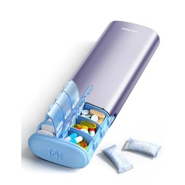 Vaydeer 7 Day Weekly Pill Organizer 2 Times a Day, Metal Am Pm Travel Pill Case, Large Capacity Twice Daily Cute Pill Box for Supplements, Pills, Vita