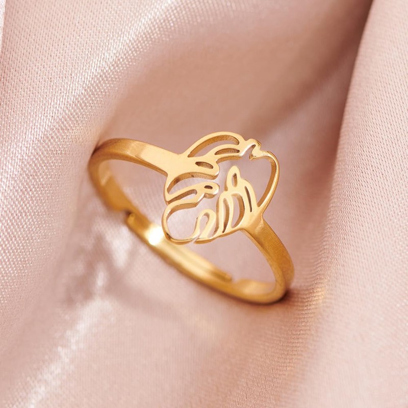 Stainless Steel Open Adjustable Monstera Leaf Finger Ring for Women
