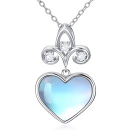 Moonstone Cubic Zirconia Different Pattern Necklace Pendant 925 Sterling Silver Moonstone Necklace Pendant Gift for Women, Sterling Silver, Moonstone
