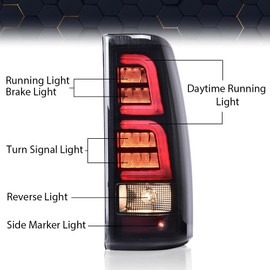 PIT66 LED Tail Lights Replacement Compatible with Chevy Silverado 2003-2006 GM2800174, GM2801174 Smoky(w/wiring harness) Rear Light Lamp Assembly