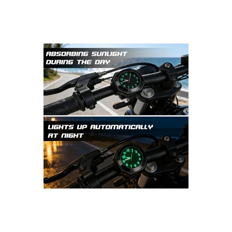 Motorcycle Watch Handlebar, Bicycle Watch for Handlebars with Light Function,