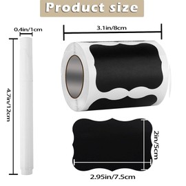 Wavy Shape Chalkboard Labels,Erasable Reusable Blackboard Stickers with 1 Liquid Chalk Pen,200 Pieces,for Jars, Spice, Craft, Home, Kitchen, Parties Decoration, Craft Rooms, Weddings