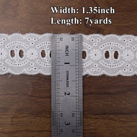 IDONGCAI Lazos de encaje blanco encaje bordado algodón tela de encaje, 1.35'' Wide, 1