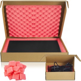 16.7 x 13 x 2.5 Inch Laptop Shipping Box Secure Mailer Box Kraft Mailing Boxes for Packing Moving with Charger Box, Foam Sheets, Foam Frame, Foam Padding, Fits Most Laptop Screen Sizes(2 Sets)