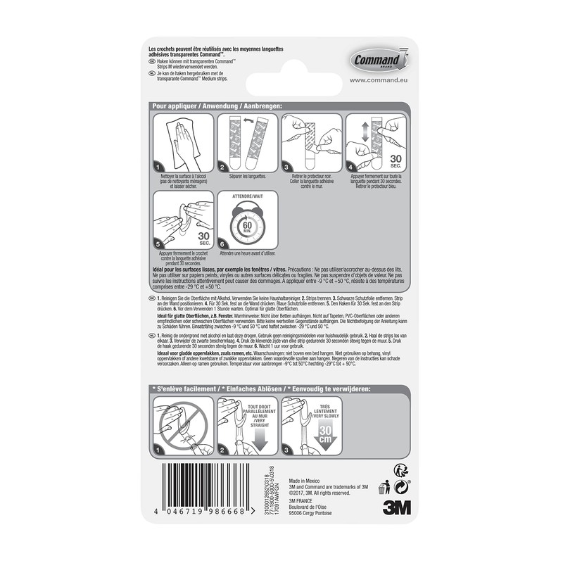 Command Transparent Medium Command Hooks M (Set of 2) for