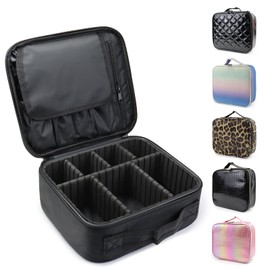 MORMID Travel Makeup Train Case Cosmetic Case Organizer Portable Artist Storage Bag with Adjustable Dividers for Cosmetics Makeup Brushes Toiletry Jewelry Digital Accessories (Black)