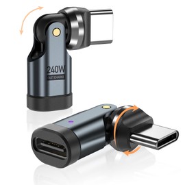 VISAGLOR PD 240W USB C 90 Degree Adapter Pack of 2, 360° + 180° Rotation USB-C Angle Plug Adapter, Data Transfer, Type C Angled Adapter for 1Phone16/15/Ma-book/1Pad Series, Other Type C Devices