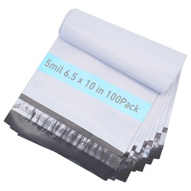 White Poly Mailers 6.5X10 Inch 100 Pack - Strong Self-Sealing Mailing Envelopes for Shipping Books Clothes, Waterproof & Tear Proof