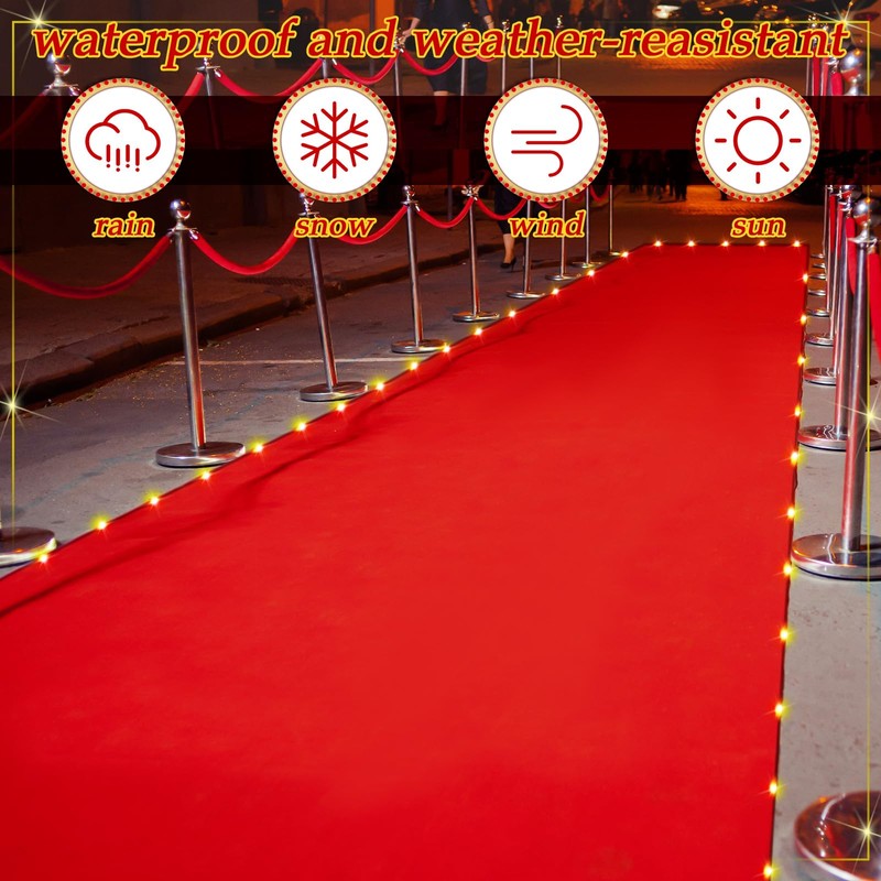 Tinideya Red Carpet Runner with Light for Events Red Fabric