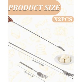 KGDUYC Set of 2 Long Telescopic Spoons Fork Retractable Set 63 cm Stainless Steel Coffee Spoon Latte Spoon for Daily Cooking Dessert Fruit BBQ Crockery Accessories