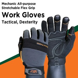 WOLF Mechanic All-purpose Stretchable Flex Grip Work Glove, Dexterity (1, Medium)
