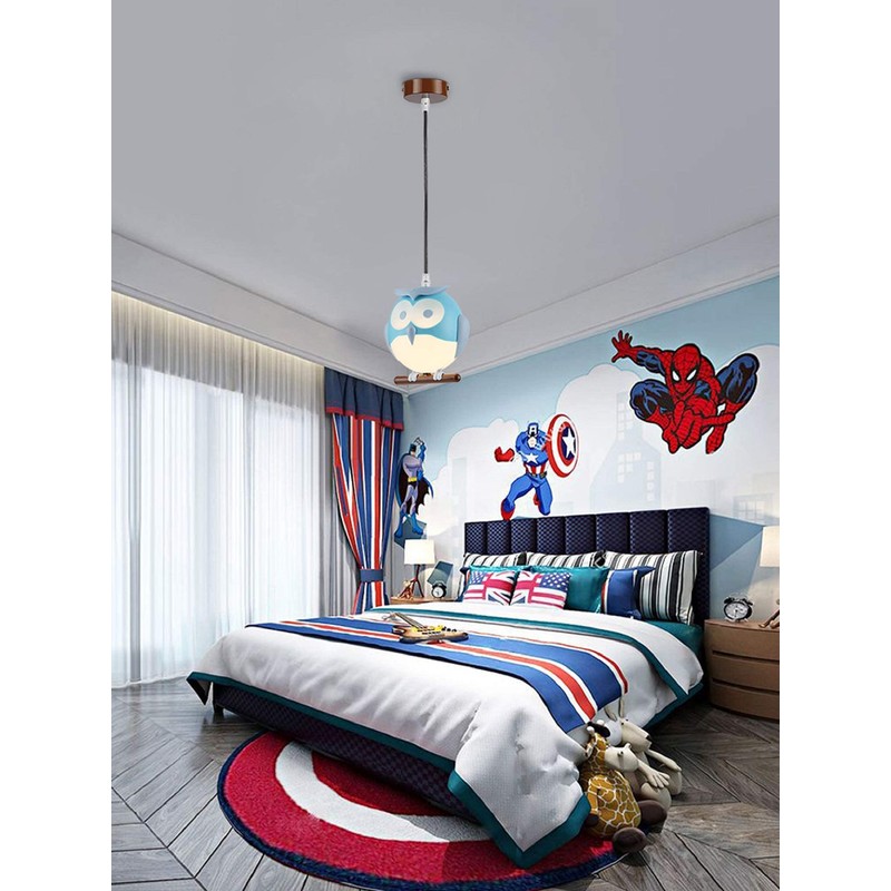 Am-Light Modern Ceiling Light with Pendant Owl Shade for Children's