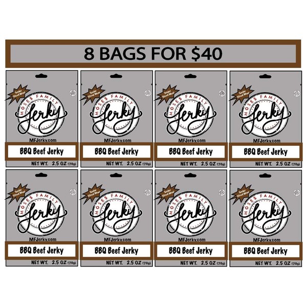 Moses Family Jerky, BBQ Beef Jerky, 2.5 Ounce (Pack of