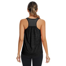 ANYFITTING Built in Bra Tank Tops for Women Workout Loose Fit Yoga Camisoles,Black, 3X-Large