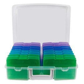 novelinks Transparent 4" x 6" Photo Storage Boxes - 16 Inner Photo Organizer Cases Photo Keeper Picture Storage Containers Box for Photos (Cool-Colored)