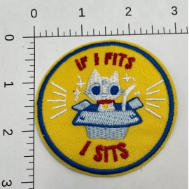Unbranded Cat Kitten kitty If I fits I Sits Iron-On Embroidered Patch #721
