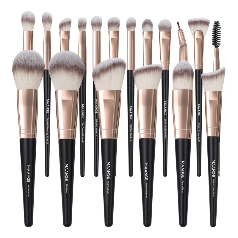 18 Piezas Brochas Set De Brochas Maquillaje Profesional Color Negro