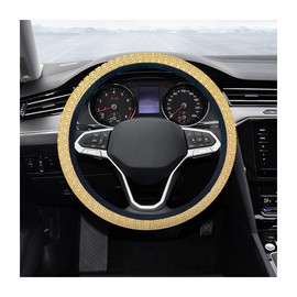 AUCELI 15 Inch Car Steering Wheel Cover, Anti-Slip Non-Slip Breathable Elastic Soft Comfortable Automotive Steering Wheel Protector Cover for Men Women, Vehicle Accessories Universal Fit（Yellow）