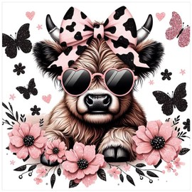 DIADAY Cow Diamond Painting Kits for Adults, 5D Diamond Art Kits for Beginners with Full Round Gem, Crafts Art DIY Home Wall Decor Gift 12 x 12 Inches