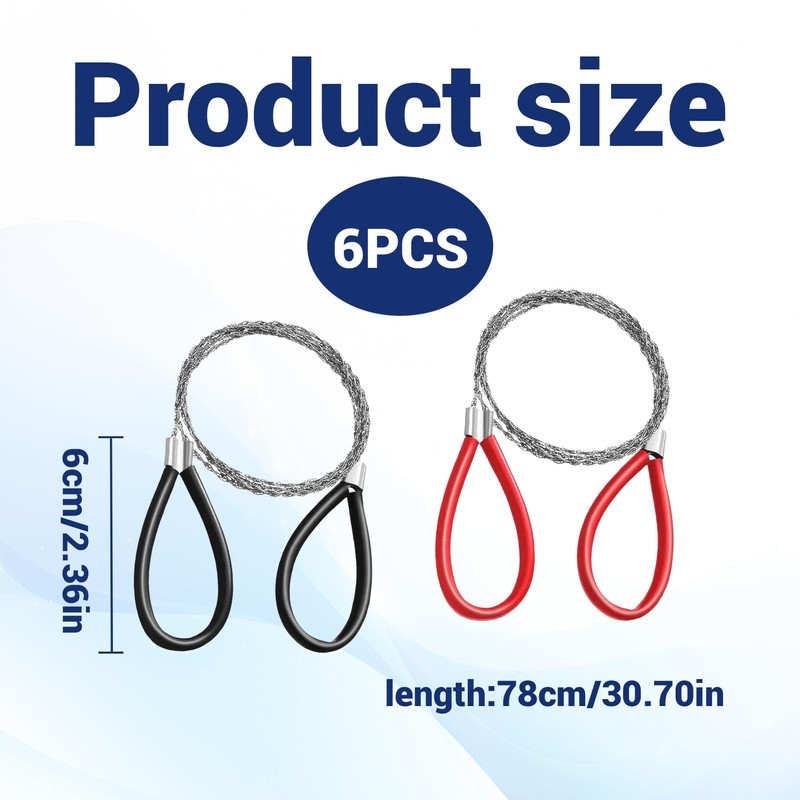 Stainless Steel Wire Saw 6pcs Camping Saw Rope Saws for