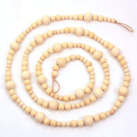 Shiwaki Farmhouse Decor Wood Bead Garland Boho Home Decor Home Wooden Decorative Wall Hanging Prayer Beads