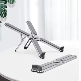 Foldable & Portable Laptop Stand for Desk, Light Weight Alloy Silicon, Ergonomic Aluminum Riser with 7 Adjustable Heights, Compatible with Laptop 10-16' and Tablet