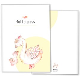 OLGS Maternity Log Cover 3-Piece "Hab dich lieb" | Baby Pregnancy Gift Idea Protective Cover for Maternity Log | For Expectant Mothers (German Maternity Log Cover without Personalisation, Duck)