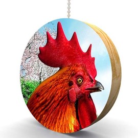 Spring Rooster Hardwood Oak Fan/Light Pull