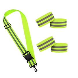 Reflective Running Gear,Reflective Adjustable Straps Hi-Vis Armbands, Leg Waist Bands Running Vest Night Safety Belt for Running Cycling Walking Night Safety Gear Runnings Accessories (5 Pack)