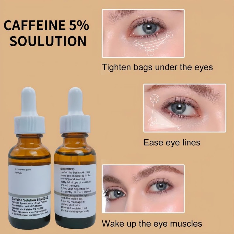 New Caffeine Solution 5%+ EGCG, Facial Caffeine Eye Serum, Moisturizing