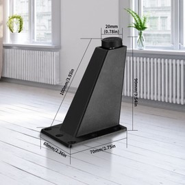 lzijun Pack of 6 Furniture Feet, Adjustable Black Cabinet Feet, Metal Table Legs, Sofa Legs for Bed, Sofa, Table Cabinet, Legs, 92 mm