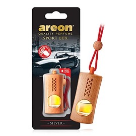 AREON Fresco Sport Lux I Natural Wood Oil Car Hanging Air Freshener (1, Silver)