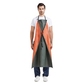 Nanxson Men's Women's Waterproof Apron Oil Resistant Work Apron Meat Apron Butcher Apron, Army Green