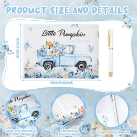 Engrowtic Fall Blue Pumpkin Baby Shower Leather Guest Book with Pen 112 Pages Thanksgiving Day Guestbook Baby Shower Sign in Guest Book with Birth Date Baby Name Wishes Advice Gift for Parents